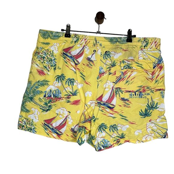 Vintage Polo Ralph Lauren Sail Boat Tropical Hawaiian Swim Trunks Size Large - Picture 3 of 3